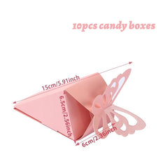 Butterfly Candy Gift Box Pink Purple Butterfly Birthday Party Decorations Kids Wedding Supplies Baby Shower Cookie Biscuit Box