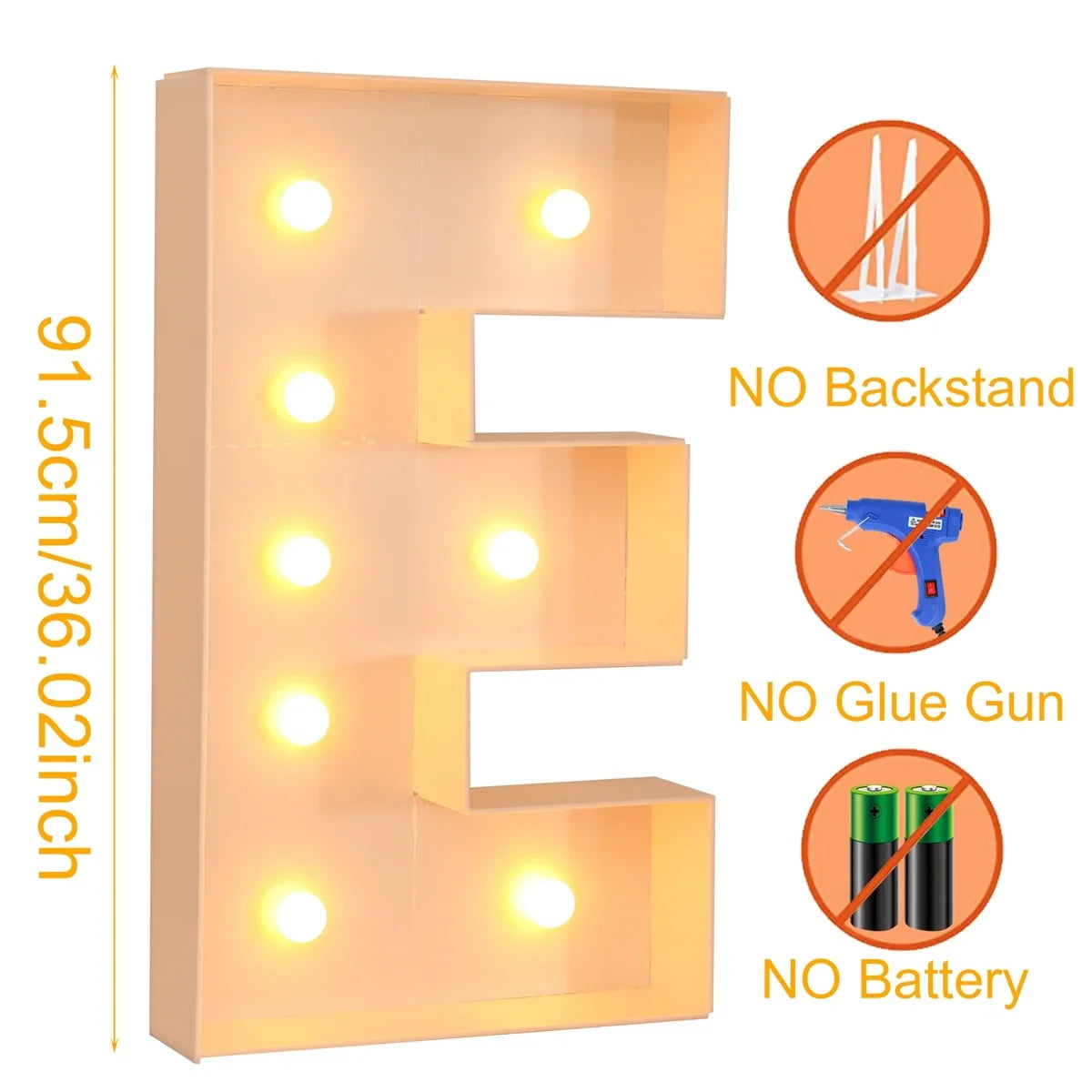 91.5CM Giant Letter Led Light Frame Box Baby Shower 1st Birthday Wedding Party Decor Christmas DIY Name Balloon Filling Box