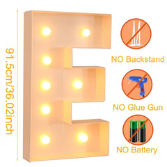 91.5CM Giant Letter Led Light Frame Box Baby Shower 1st Birthday Wedding Party Decor Christmas DIY Name Balloon Filling Box