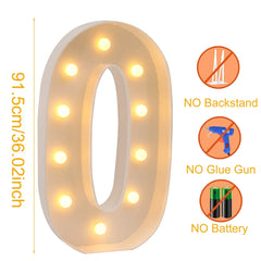 91.5cm Giant Led Light Birthday Number Figure 1st Birthday Anniversary Wedding Baby Shower Decor 30 40 50 Birthday Number Frame