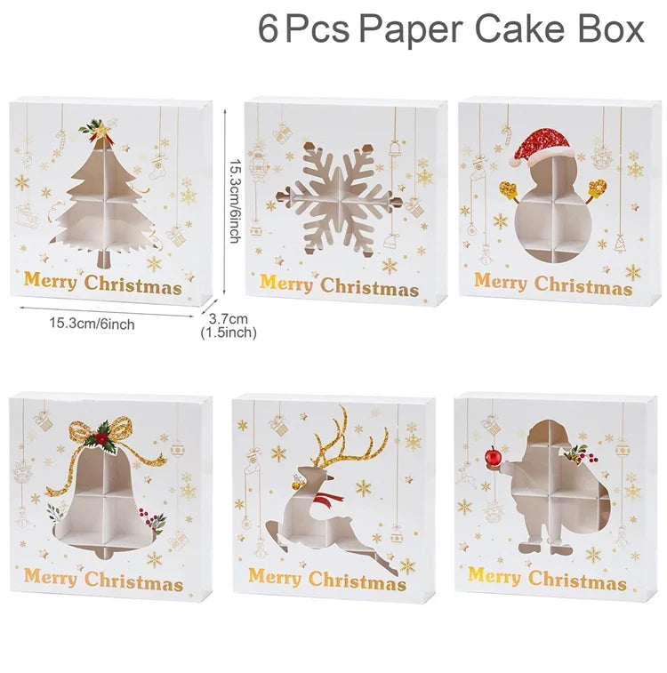 Christmas Cookie Box Candy Packaging Box Merry Christmas Decoration For Home 2025 Navidad Noel Xmas Tree Ornament Decor New Year