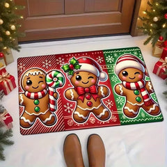 VIKAMA Christmas Carpet Gingerbread Man Doormat Soft Welcome Carpet Living Room Carpet Rug For Bedroom Outdoor Carpet Home Decor