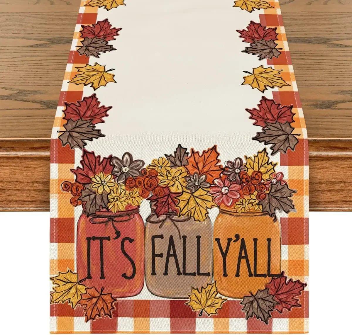 Autumn Thanksgiving Table Runners, 72 to 108 in