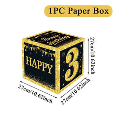 Black and Gold 18th 30th Birthday Box Birthday Party Decorations for Home Birthday Box Happy BIrthday Baby Shower Party Supplies