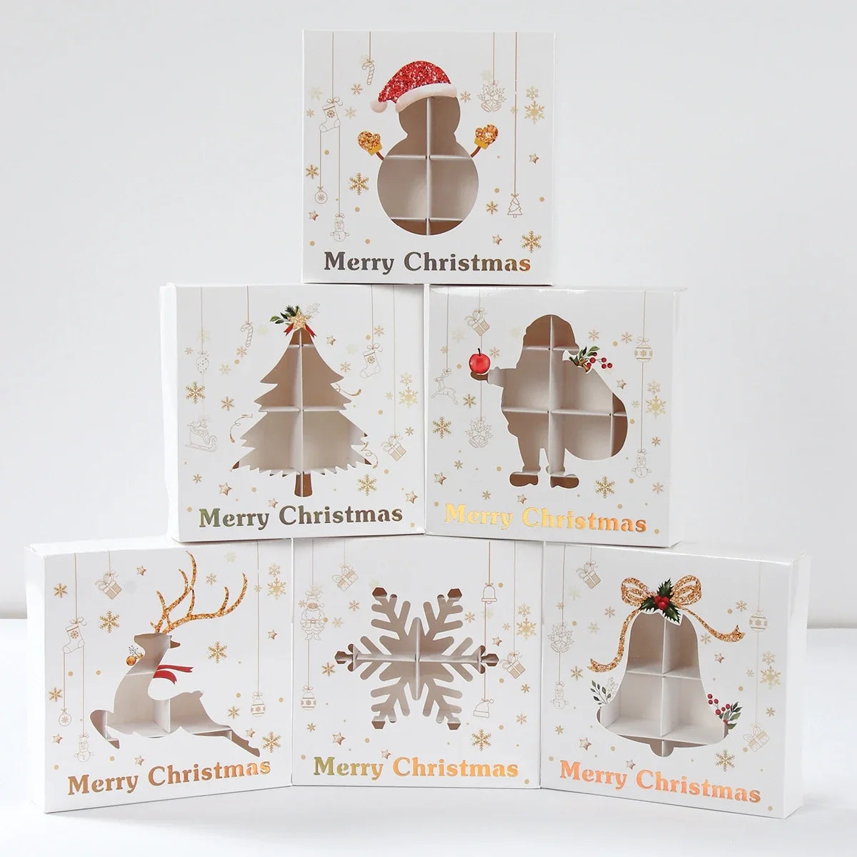 Christmas Cookie Box Candy Packaging Box Merry Christmas Decoration For Home 2025 Navidad Noel Xmas Tree Ornament Decor New Year