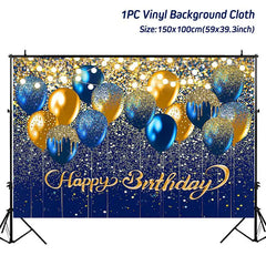 Gold Glitter Happy Birthday Party Backdrop For Photo Black  Happy Birthday Adult Theme Party Decoration Supplies DIY Backdrops