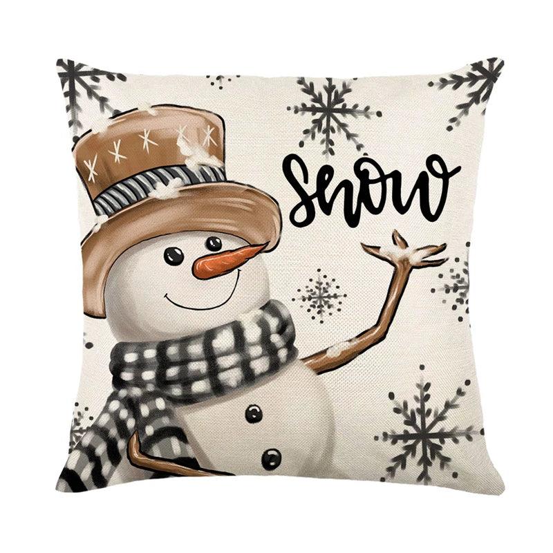 Linen Christmas Throw Pillow Cover, 18 × 18 in