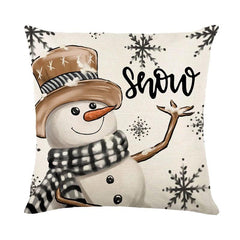 Linen Christmas Throw Pillow Cover, 18 × 18 in