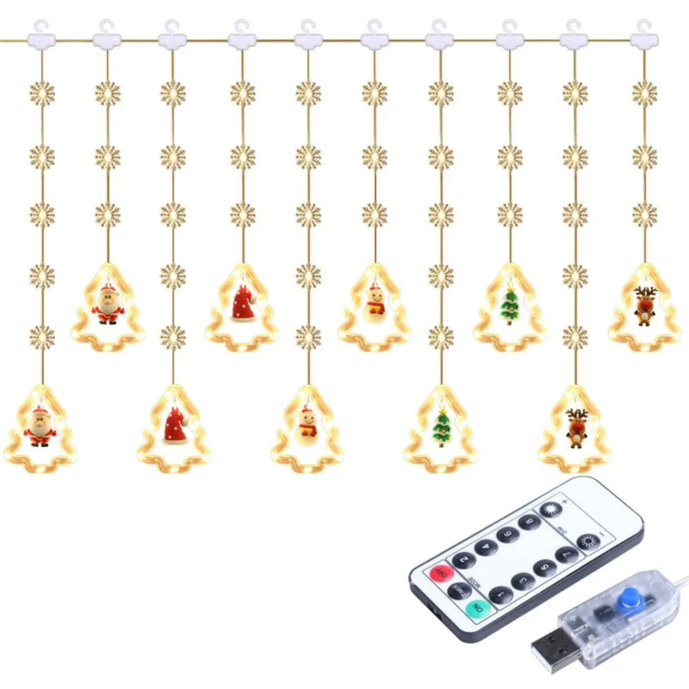 120-LED Christmas Curtain String Lights, USB or Battery