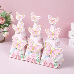 Butterfly Candy Gift Box Pink Purple Butterfly Birthday Party Decorations Kids Wedding Supplies Baby Shower Cookie Biscuit Box