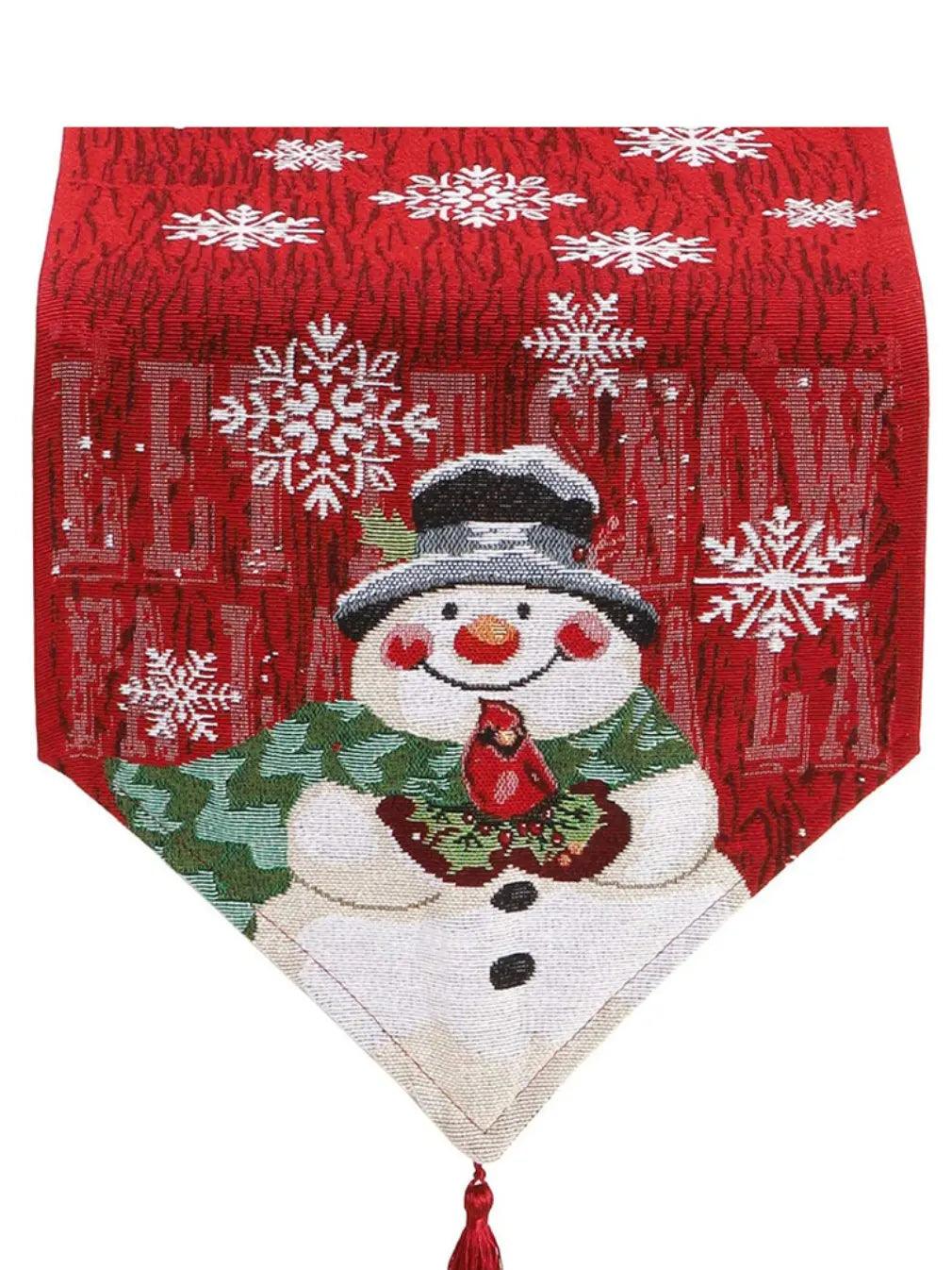 Red Snowflake Christmas Table Runner, 69 × 13 in