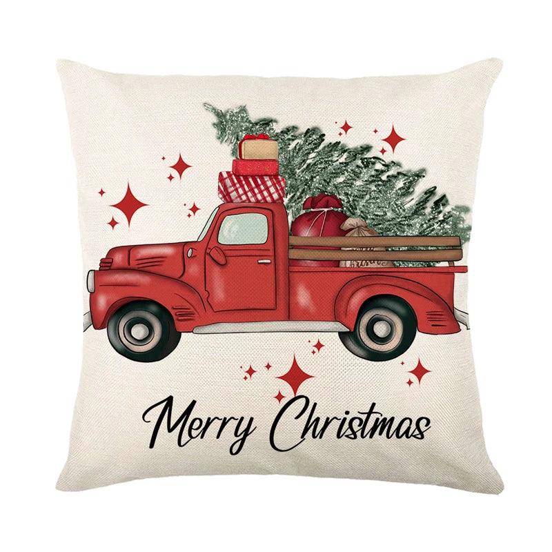 Linen Christmas Throw Pillow Cover, 18 × 18 in