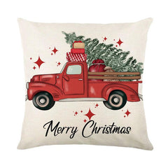 Linen Christmas Throw Pillow Cover, 18 × 18 in