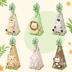 Jungle Animals Box Candy Box Happy Birthday Party Decoration Kids Safari Animal Wild One 1st Birthday Decor Kids Baby Shower