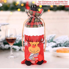 Christmas Wine Bottle Cover Merry Christmas Decorations For Home 2024 Christmas Ornament Xmas Navidad Natal Gifts New Year 2025