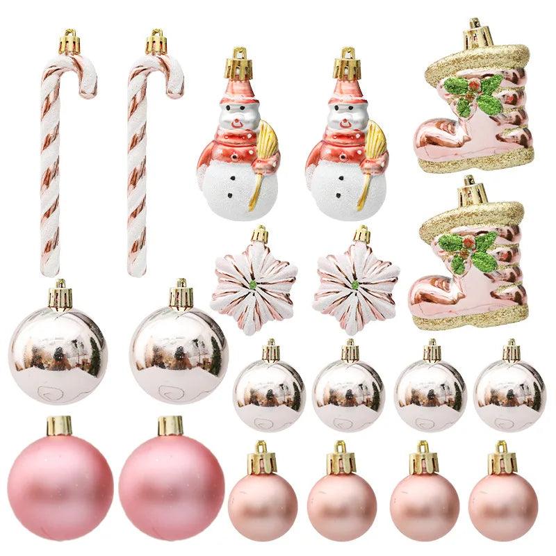 Christmas Ball, Candy Cane and Pinecone Ornament Set