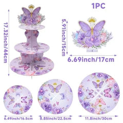 Purple Butterfly Disposable Tableware Napkin Butterfly Birthday Party Decor Girl Baby Shower Baptism Gender Reveal Supplies