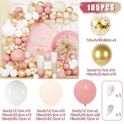 Retro Pink White Gold Balloons Garland Arch Kit Birthday Party Decoration Kids Baby Shower Wedding Party Supplies Letax Ballons