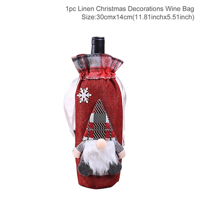Christmas Wine Bottle Cover Merry Christmas Decorations For Home 2024 Christmas Ornament Xmas Navidad Natal Gifts New Year 2025