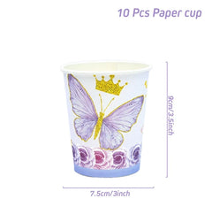 Purple Butterfly Disposable Tableware Napkin Butterfly Birthday Party Decor Girl Baby Shower Baptism Gender Reveal Supplies