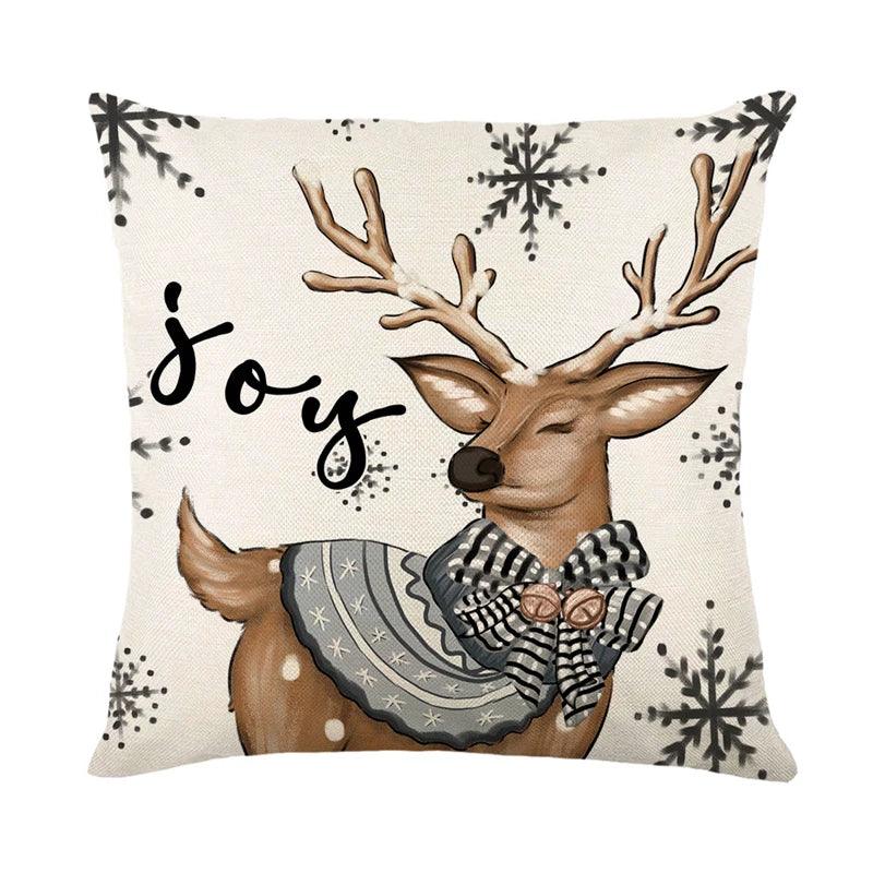 Linen Christmas Throw Pillow Cover, 18 × 18 in