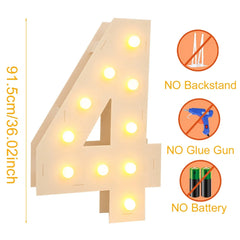 91.5CM Giant Number Led Light Frame 1st Birthday Party Decor Kids Wedding 30th 50th 60th Birthday Party Supplies Baby Shower