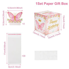Butterfly Candy Gift Box Pink Purple Butterfly Birthday Party Decorations Kids Wedding Supplies Baby Shower Cookie Biscuit Box