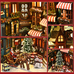 New Christmas Street Corner Book Nook DIY Kit - Bookend Model House, Handcrafted Assembly, Creative Gift Christmas Black Friday