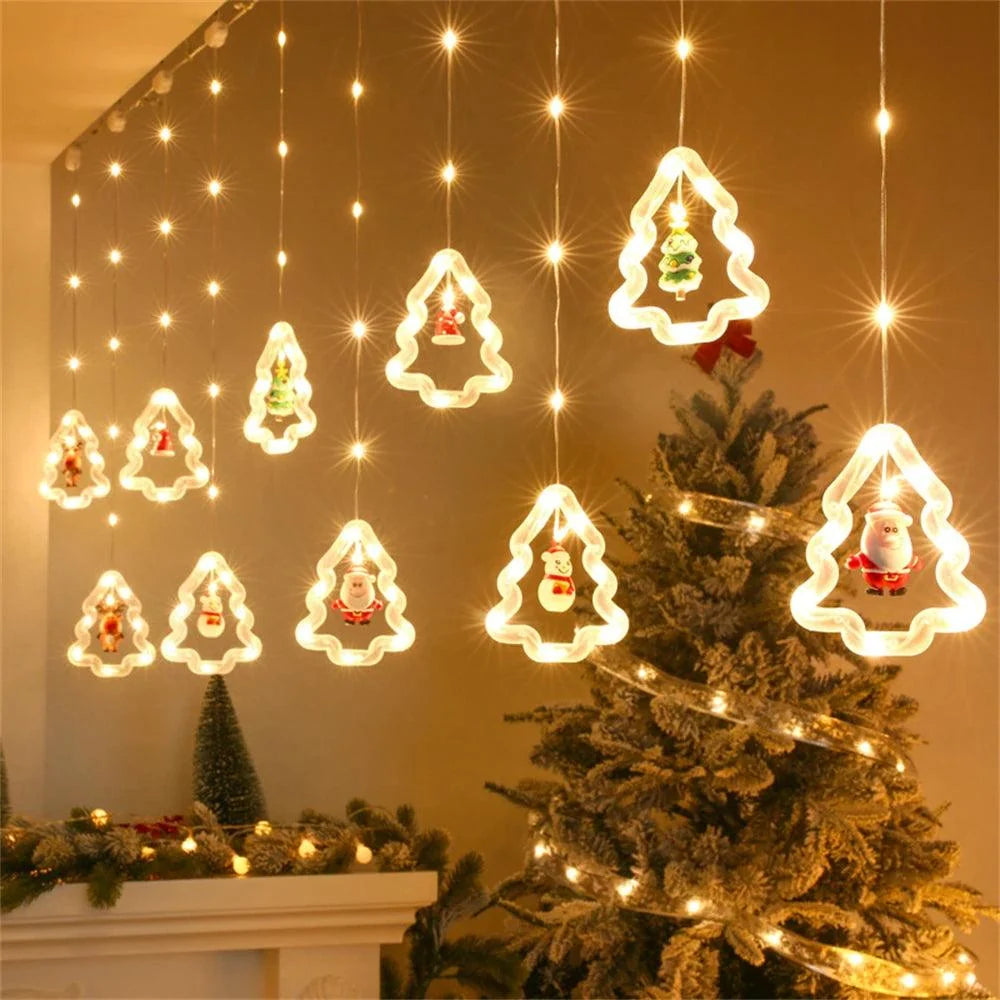 120-LED Christmas Curtain String Lights, USB or Battery