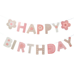 INS Bohemian Boho Rainbow Paper Banner Happy Birthday Party Decorations Girl Kids Baby Shower 1st Birthday Hanging Flag Supplies