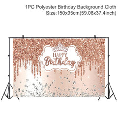 Gold Glitter Happy Birthday Party Backdrop For Photo Black  Happy Birthday Adult Theme Party Decoration Supplies DIY Backdrops