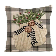 Linen Christmas Throw Pillow Cover, 18 × 18 in