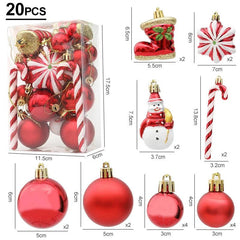 Christmas Ball, Candy Cane and Pinecone Ornament Set