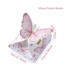 Butterfly Candy Gift Box Pink Purple Butterfly Birthday Party Decorations Kids Wedding Supplies Baby Shower Cookie Biscuit Box