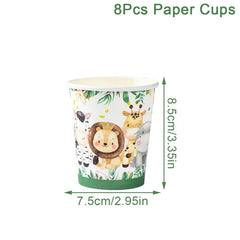 Jungle Safari Disposable Tableware Paper Plates Cups Animal 1st Wild One Birthday Party Decor kids Baby Shower Supplies Woodland