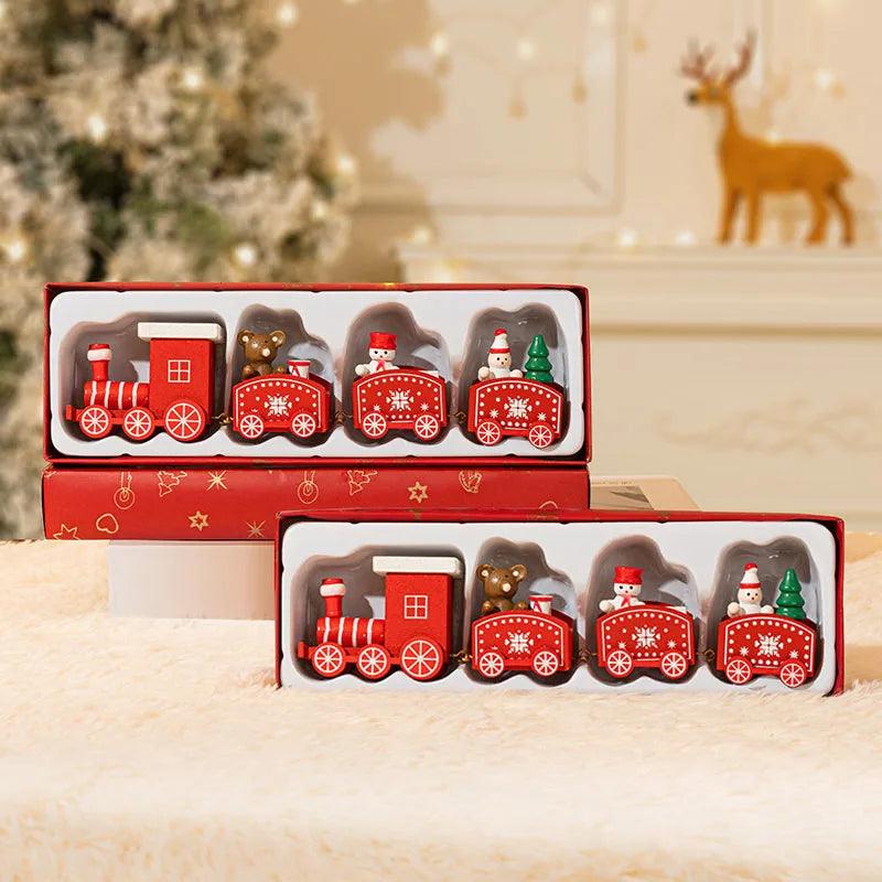 Wooden Christmas Train Tabletop Decorations