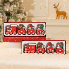 Wooden Christmas Train Tabletop Decorations