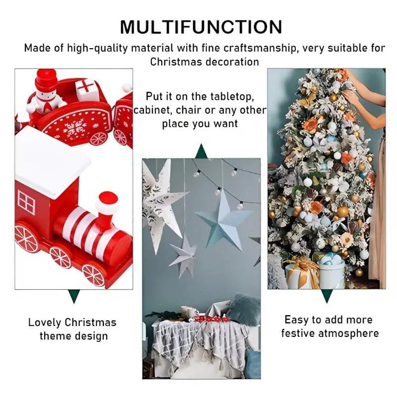 Wooden Christmas Train Tabletop Decorations