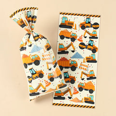 Construction Candy Bags Heat Sealable Treat Cookie Candy Goodie Bags Engineering Vehicle Birthday Party Supplies Baby Shower
