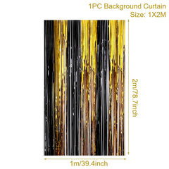 Glitter Black Gold Tinsel Fringe Foil Curtain Background Birthday Party Decorations Backdrop Curtains Wedding Adult Anniversary
