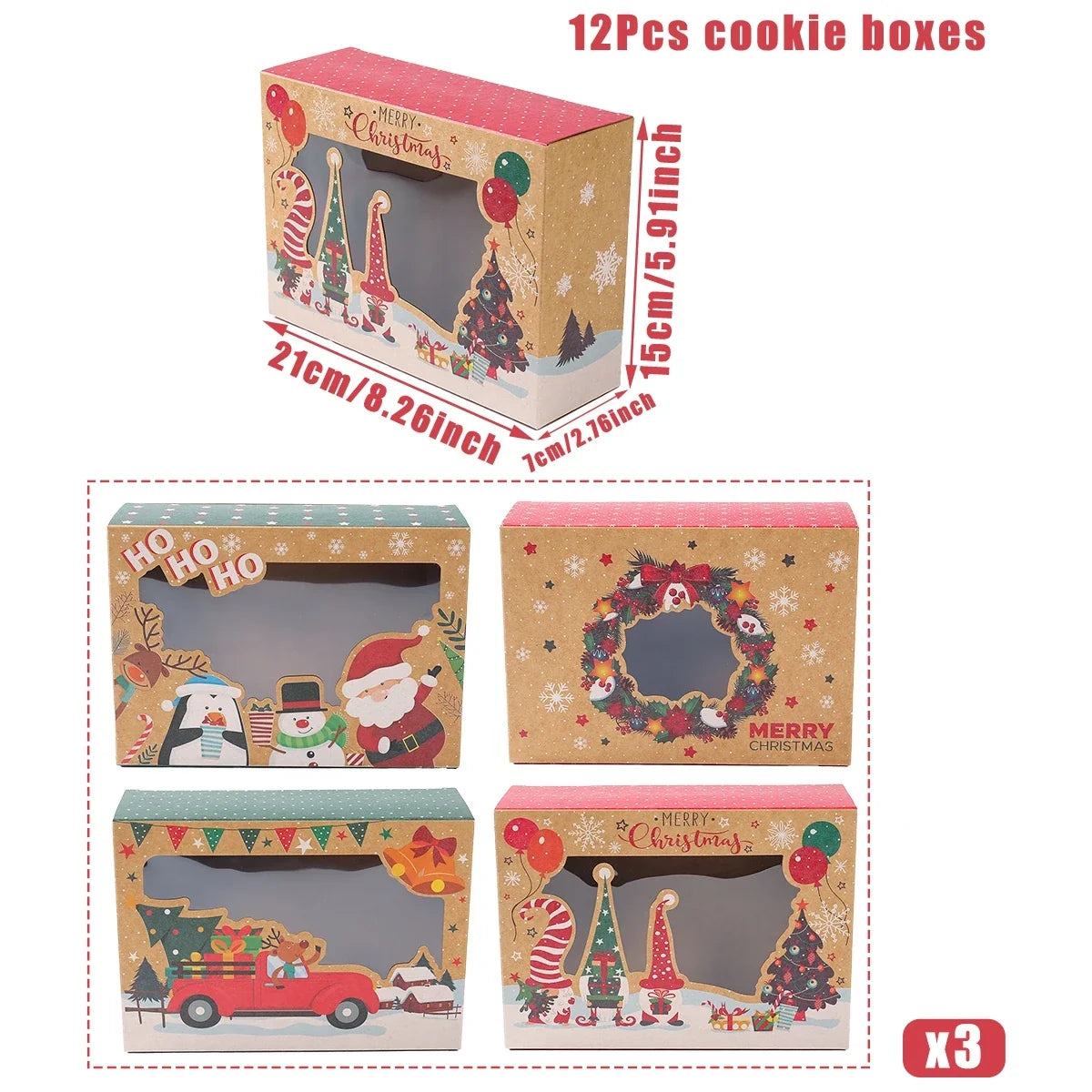 Christmas Candy Box Dessert box Cake Box Window Cookie Box Gingerbread Box Merry Christmas decoration for home 2024 Navidad