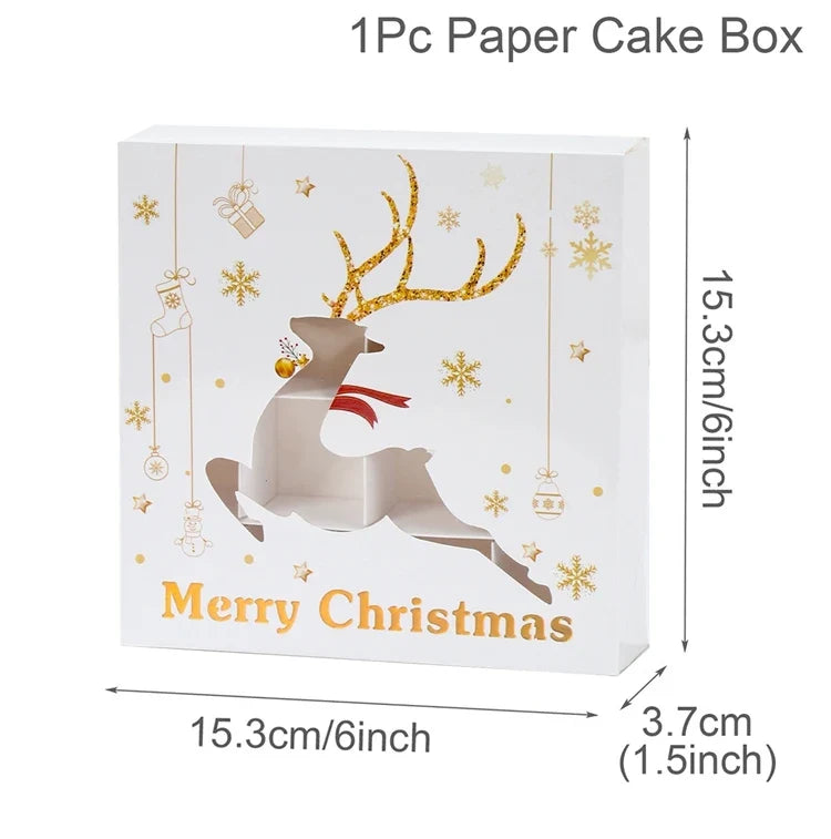 Christmas Cookie Box Candy Packaging Box Merry Christmas Decoration For Home 2025 Navidad Noel Xmas Tree Ornament Decor New Year