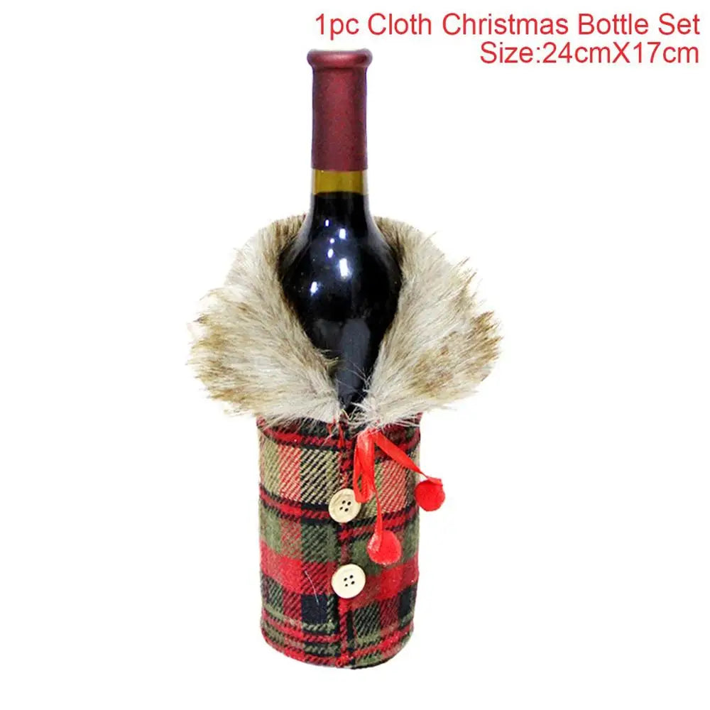 Merry Christmas Decoration for Home 2024 Santa Claus Wine Bottle Cover Snowman Stocking Gift Holders Xmas Navidad Decor New Year
