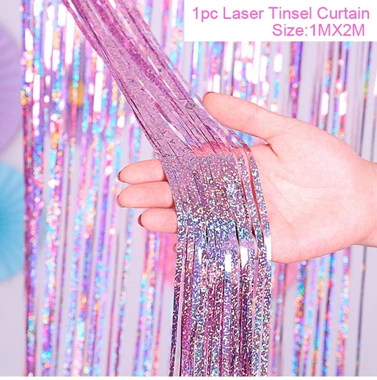 Glitter Black Gold Tinsel Fringe Foil Curtain Background Birthday Party Decorations Backdrop Curtains Wedding Adult Anniversary