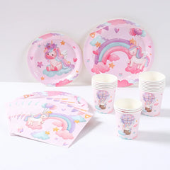 Unicorn Disposable Tableware Set Plates Cups Napkins Birthday Party Decoration Kids Boy Girl Wedding Birthday Party Supplies