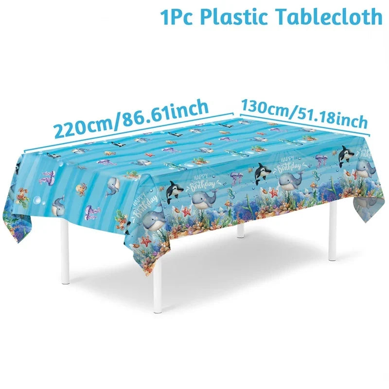 Under The Sea Summer Ocean Theme Birthday Party Decor Kids Boy Background Cute Dolphin Starfish Decoration Event Banner Props