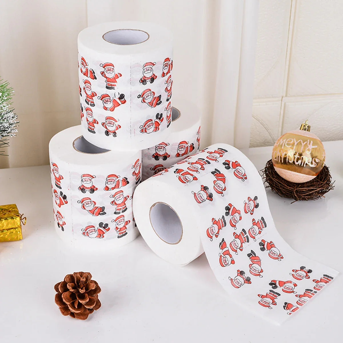 Christmas Santa Claus Bath Toilet Roll Paper Merry Christmas Decoration for Home 2025 Xmas Decor Navidad Natal New Year Gift