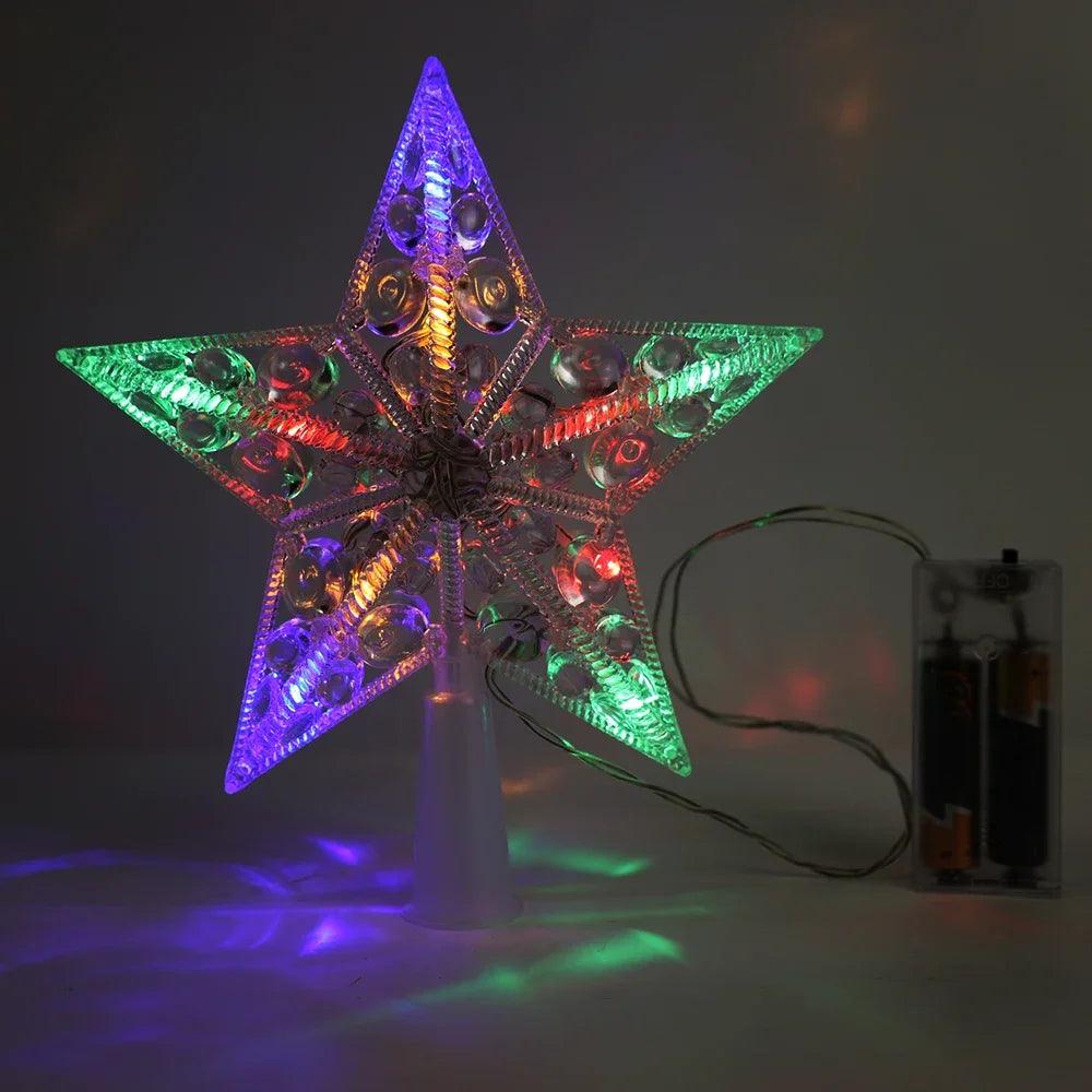 17 cm Battery-Powered Lighted Christmas Star Tree Topper