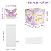 Butterfly Candy Gift Box Pink Purple Butterfly Birthday Party Decorations Kids Wedding Supplies Baby Shower Cookie Biscuit Box