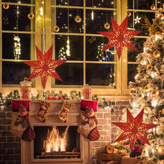 Christmas Paper Star Pendant Merry Christmas Decorations for Home 2025 Navidad Xmas Tree Hanging Lampshades Ornament New Year